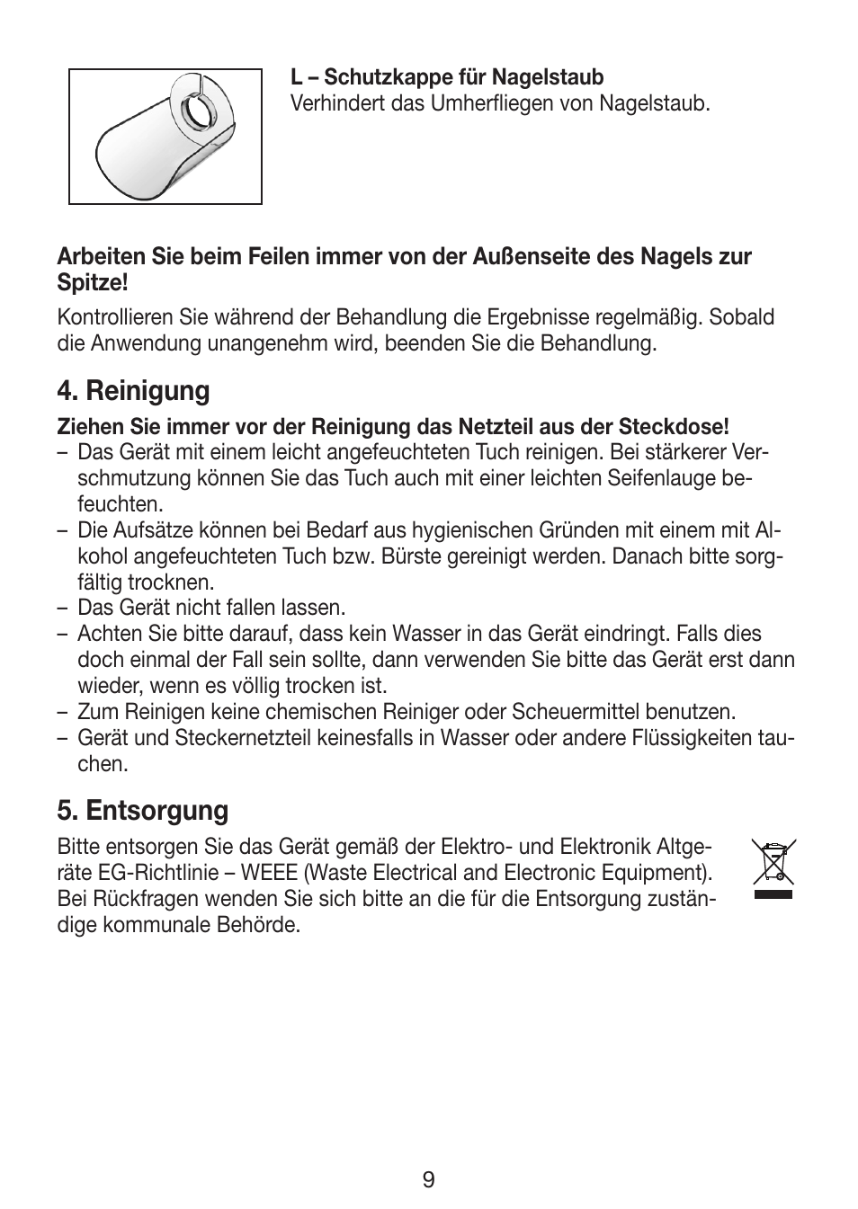 Reinigung, Entsorgung | Beurer MP 62 User Manual | Page 9 / 96