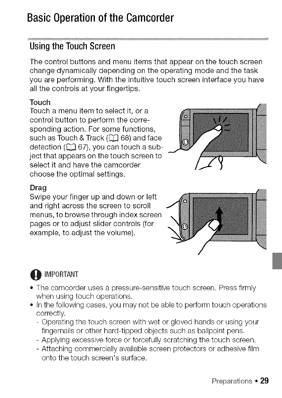 Basic operation of the camcorder | Canon HF S21 User Manual | Page 29 / 104