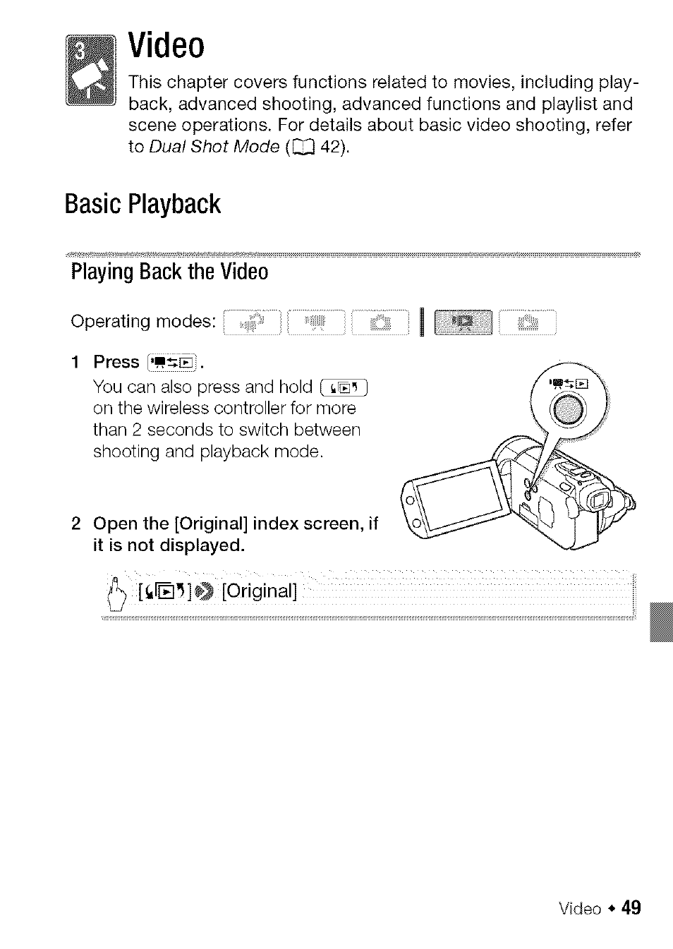 Video, Basic playback | Canon HF S21 User Manual | Page 49 / 104