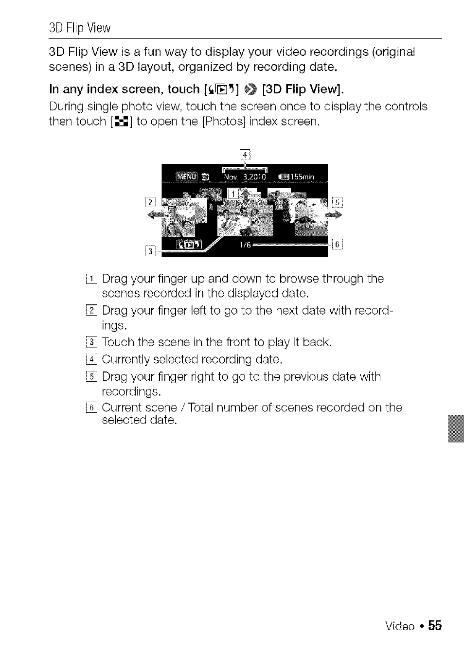 3d flip view | Canon HF S21 User Manual | Page 55 / 104