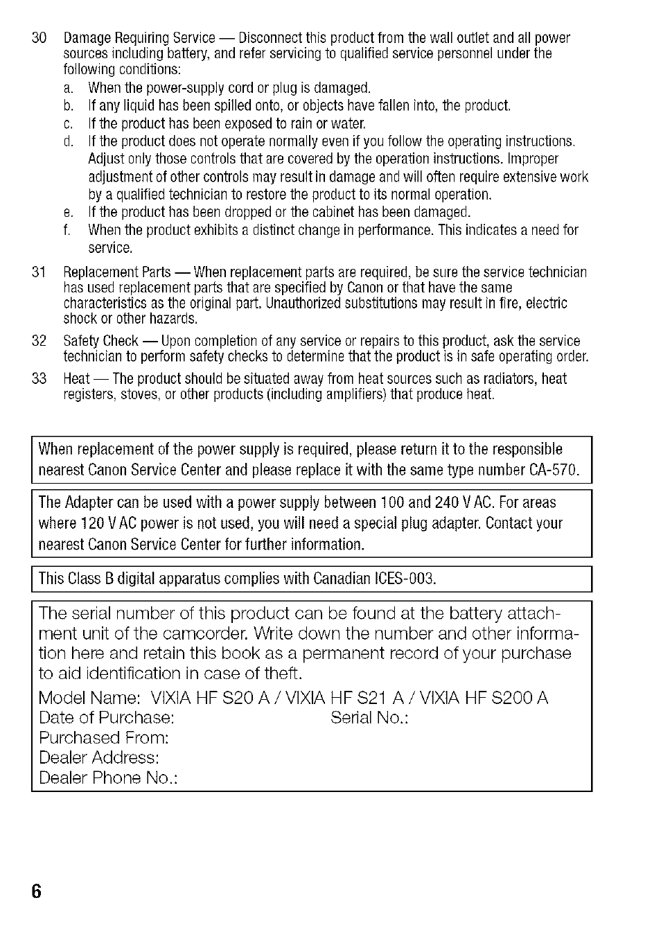 Canon HF S21 User Manual | Page 6 / 104