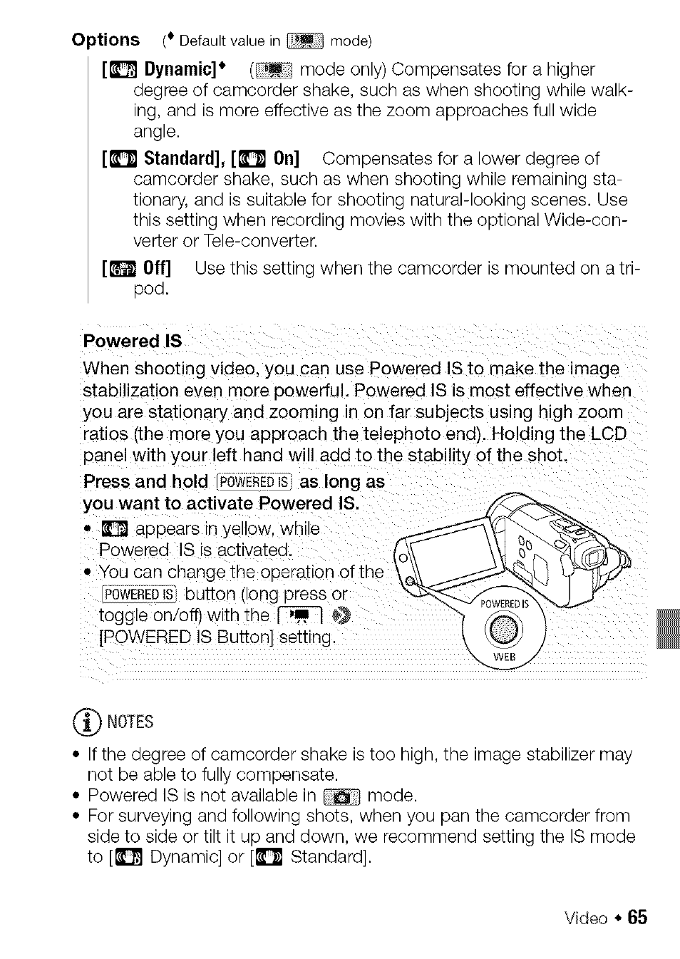 H dynamic, N standard], [h on, Hi off | Canon HF S21 User Manual | Page 65 / 104