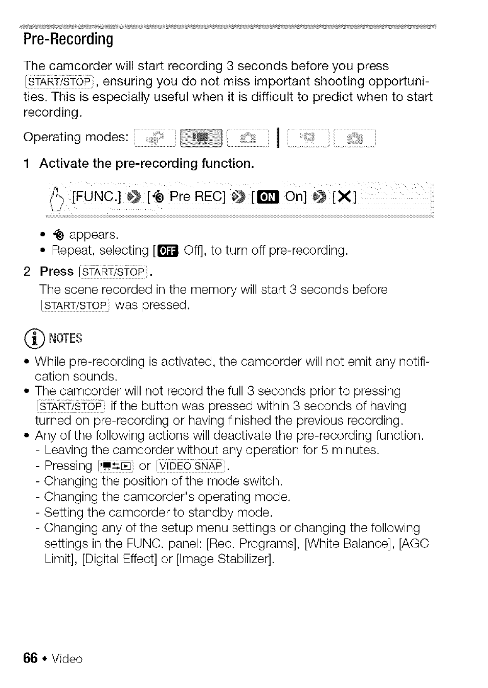 Pre-recording | Canon HF S21 User Manual | Page 66 / 104