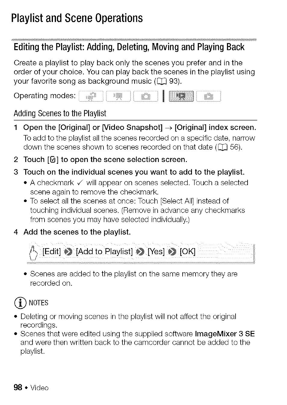 Playlist and scene operations | Canon HF S21 User Manual | Page 98 / 104
