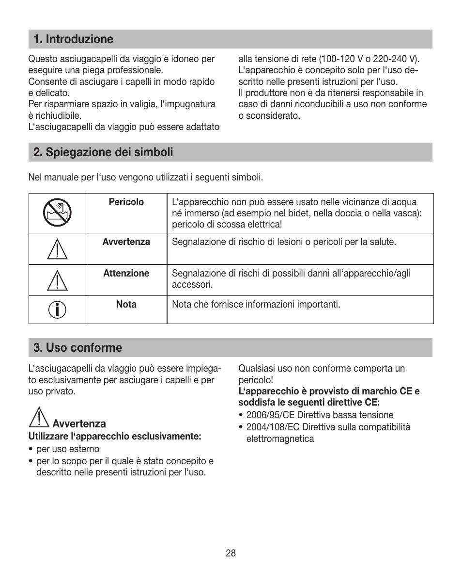 Introduzione, Spiegazione dei simboli, Uso conforme | Beurer HDE 10 User Manual | Page 28 / 72