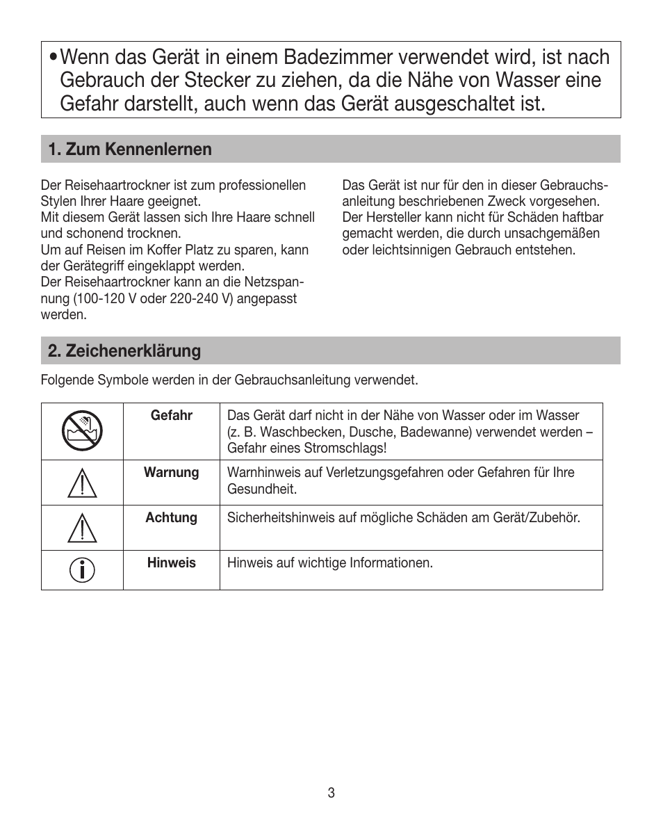 Zum kennenlernen, Zeichenerklärung | Beurer HDE 10 User Manual | Page 3 / 72