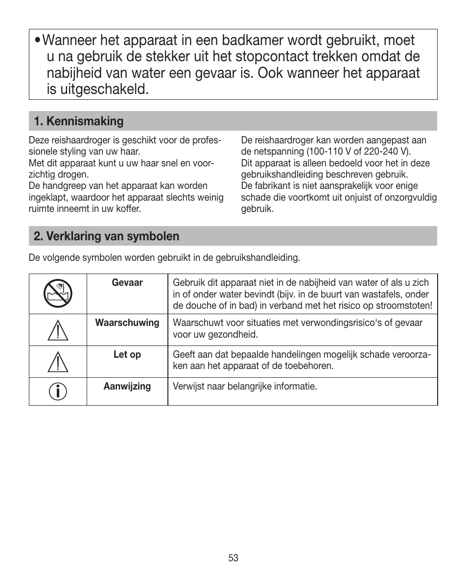 Kennismaking, Verklaring van symbolen | Beurer HDE 10 User Manual | Page 53 / 72
