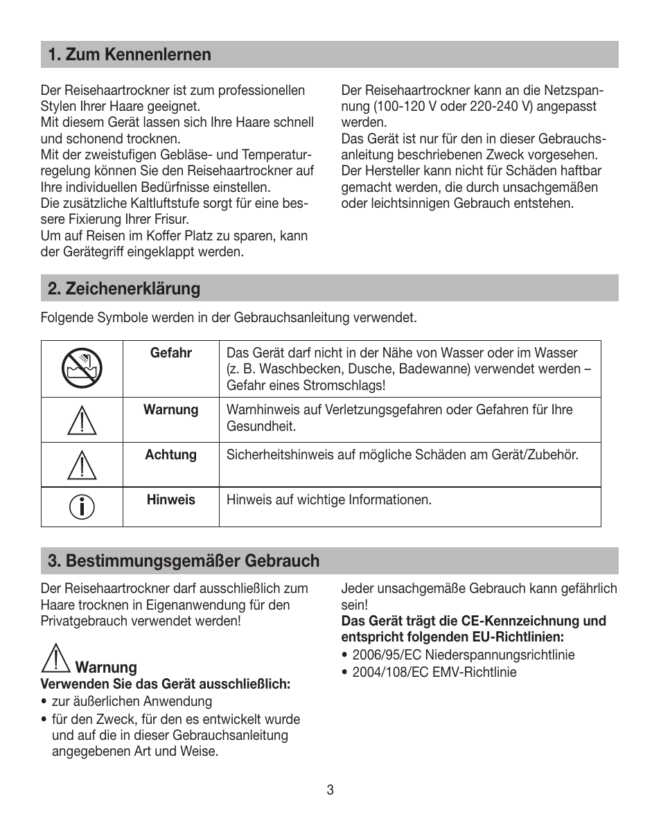 Zum kennenlernen, Zeichenerklärung, Bestimmungsgemäßer gebrauch | Beurer HDE 15 User Manual | Page 3 / 72