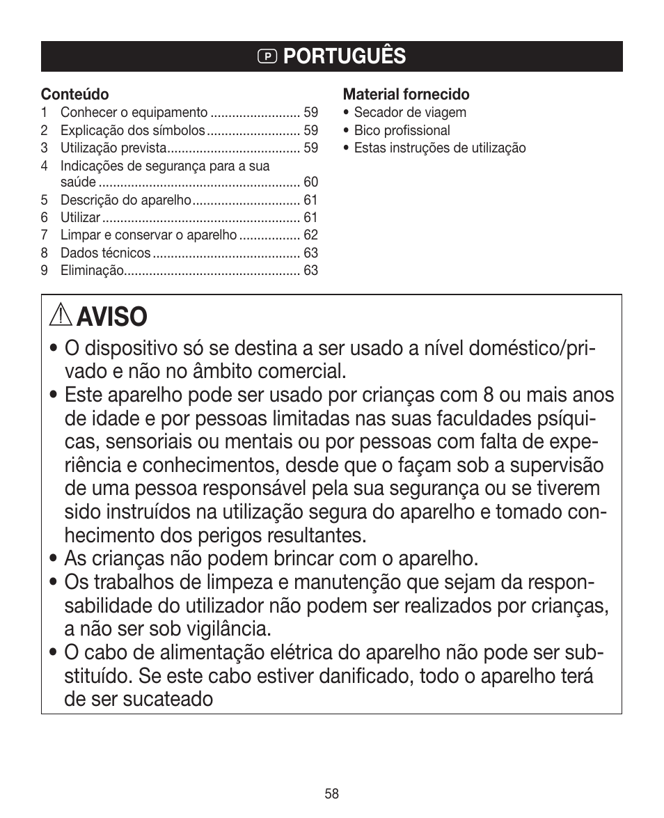 Aviso | Beurer HDE 15 User Manual | Page 58 / 72