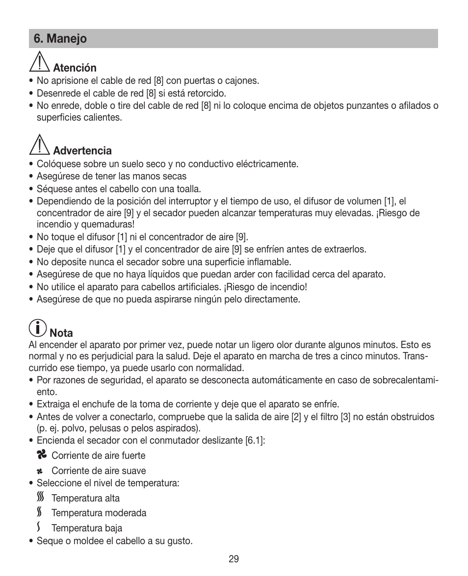 Manejo | Beurer HDE 30 User Manual | Page 29 / 84