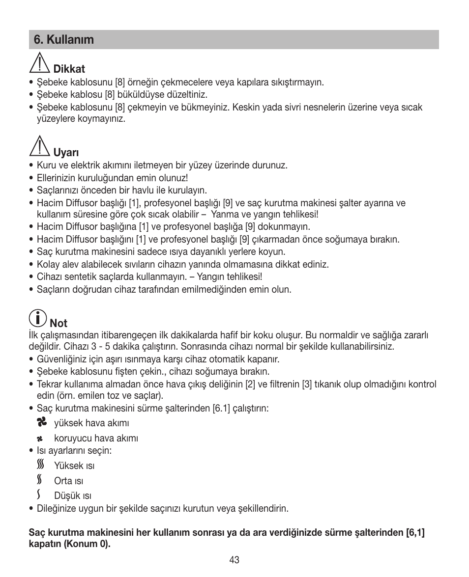 Kullanım | Beurer HDE 30 User Manual | Page 43 / 84