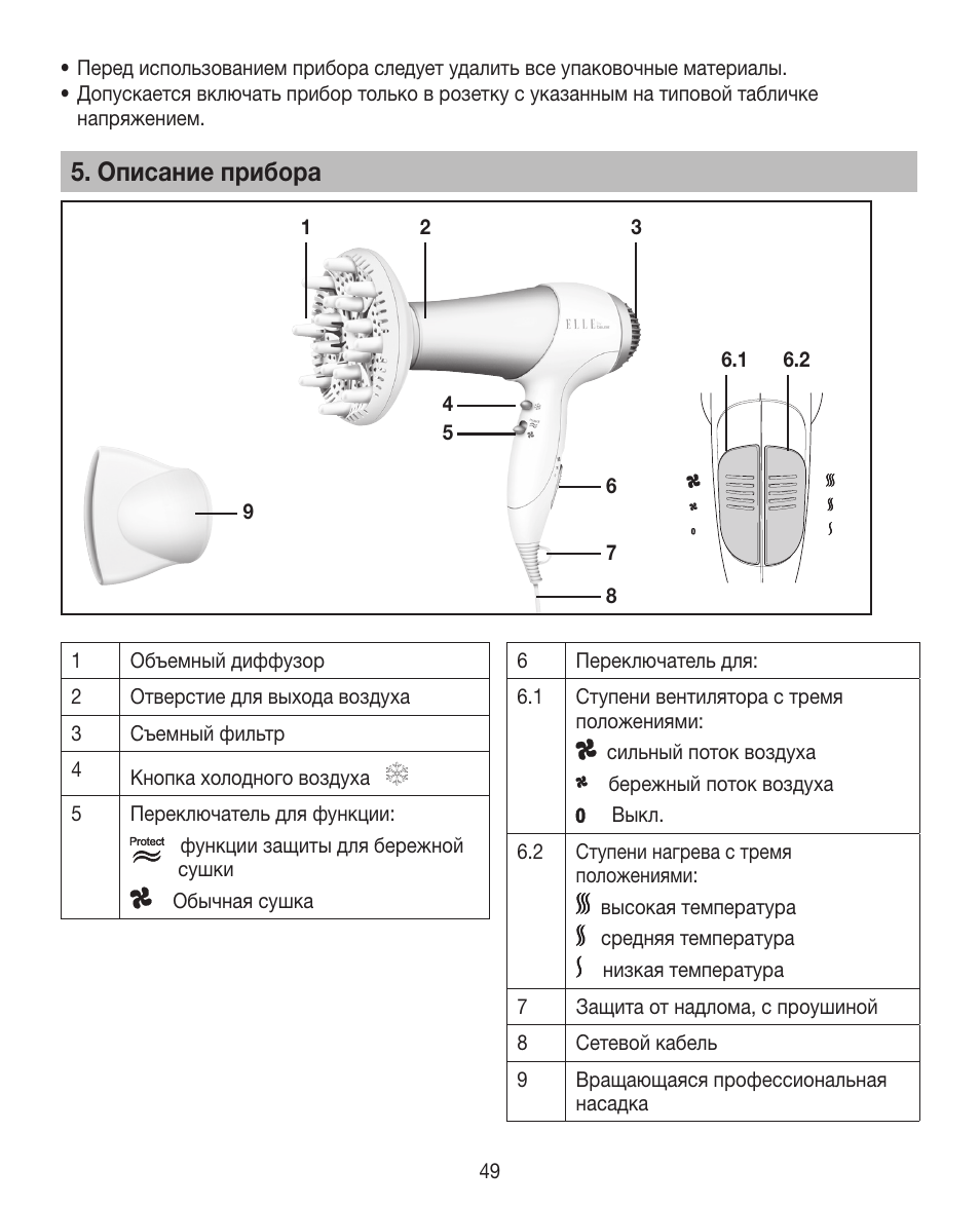 Описание прибора | Beurer HDE 30 User Manual | Page 49 / 84