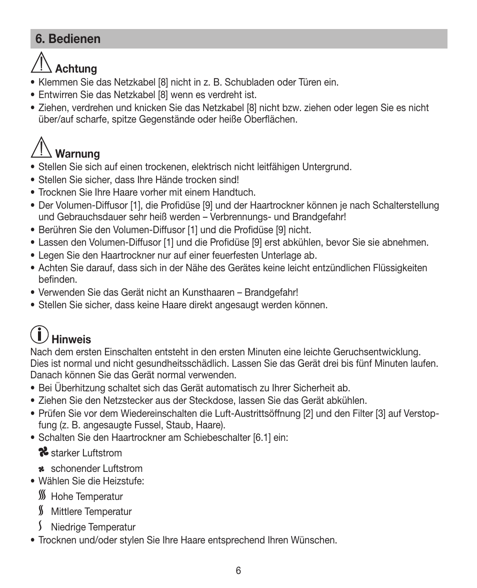 Bedienen | Beurer HDE 30 User Manual | Page 6 / 84