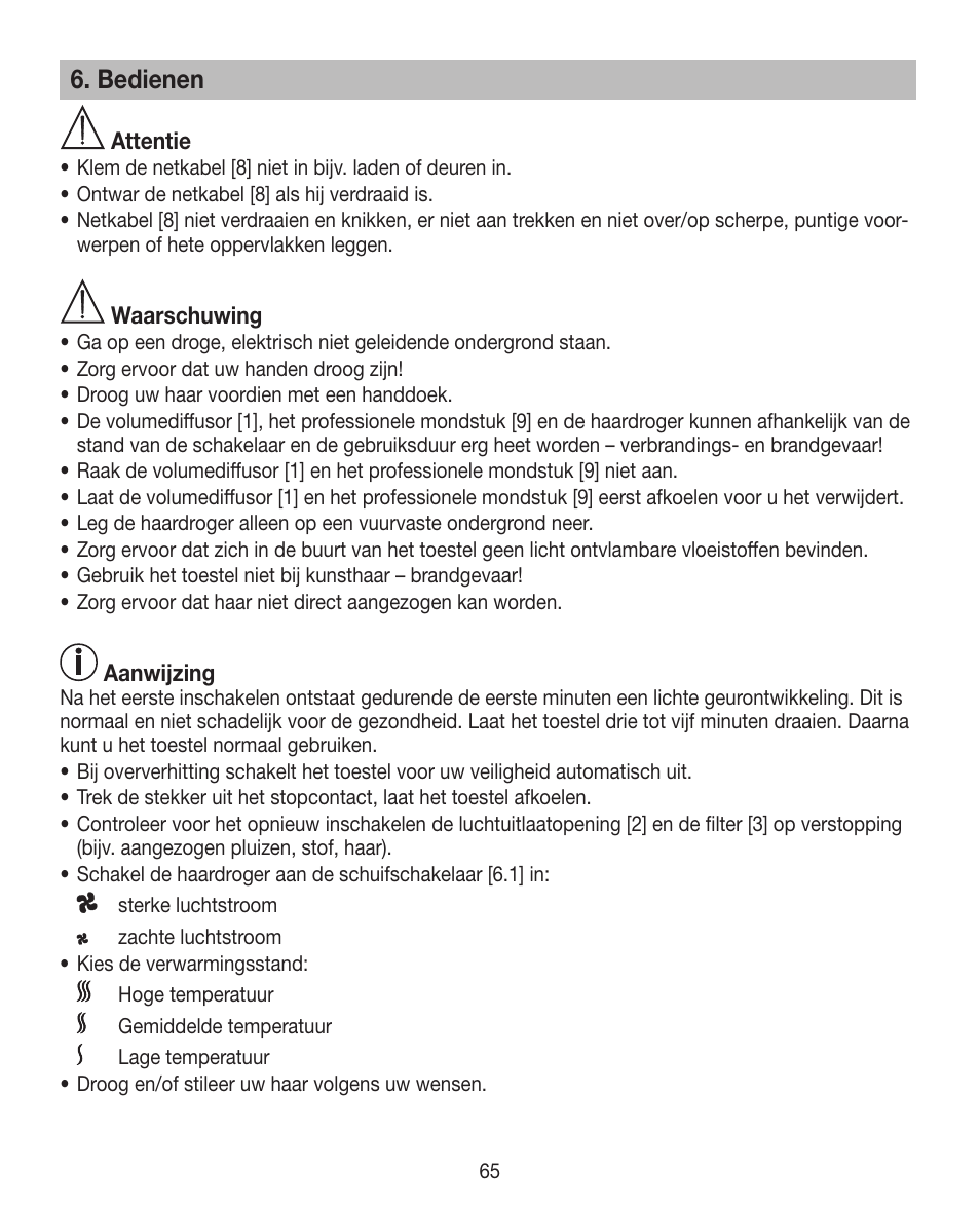 Bedienen | Beurer HDE 30 User Manual | Page 65 / 84