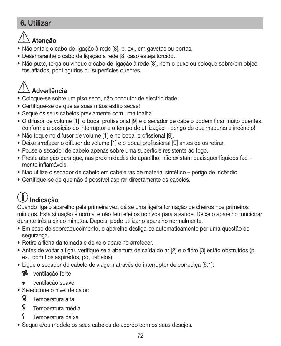 Utilizar | Beurer HDE 30 User Manual | Page 72 / 84