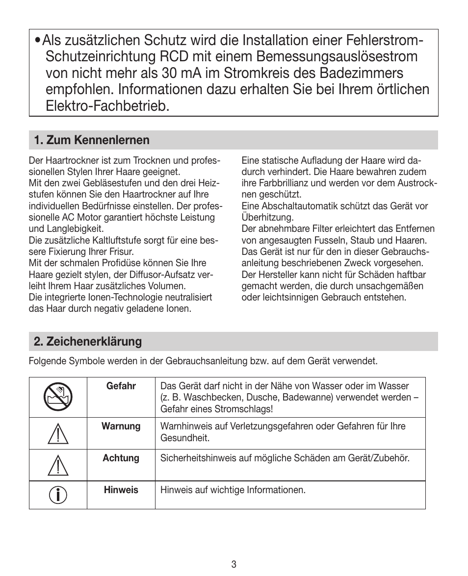 Zum kennenlernen, Zeichenerklärung | Beurer HDE 40 User Manual | Page 3 / 80