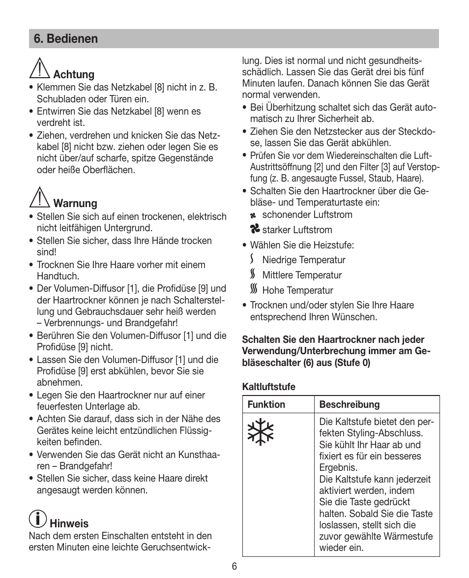 Bedienen | Beurer HDE 40 User Manual | Page 6 / 80