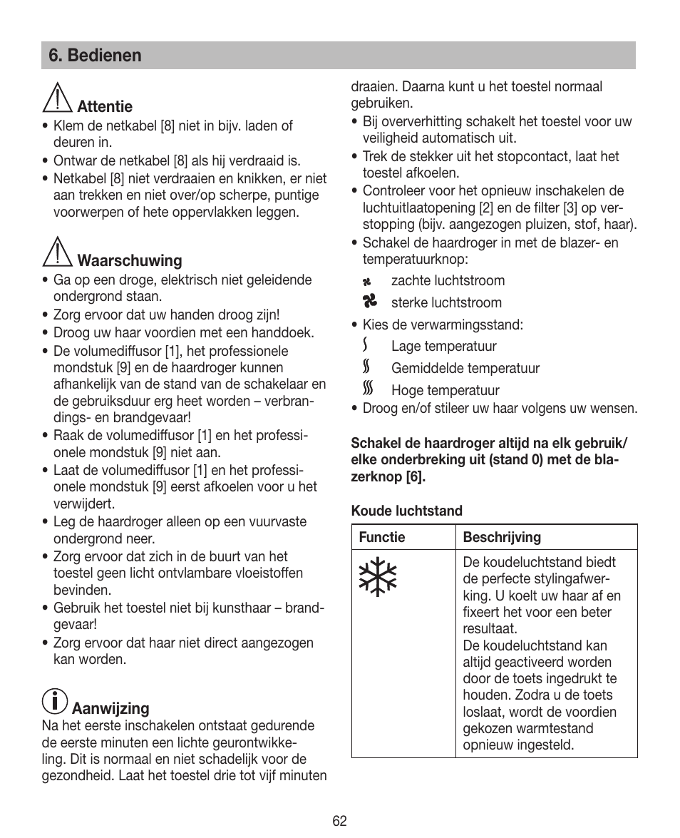 Bedienen | Beurer HDE 40 User Manual | Page 62 / 80