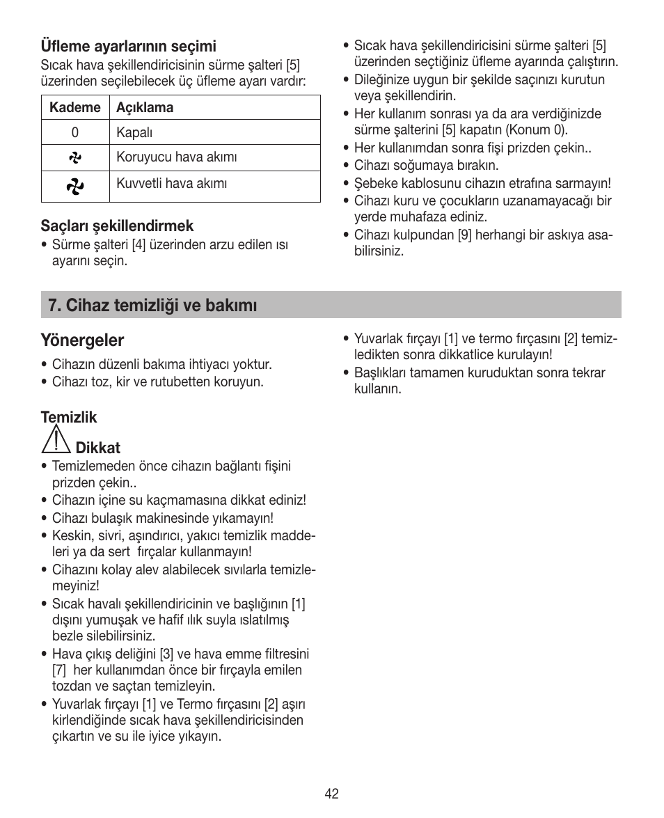 Cihaz temizliği ve bakımı yönergeler | Beurer HTE 40 User Manual | Page 42 / 84