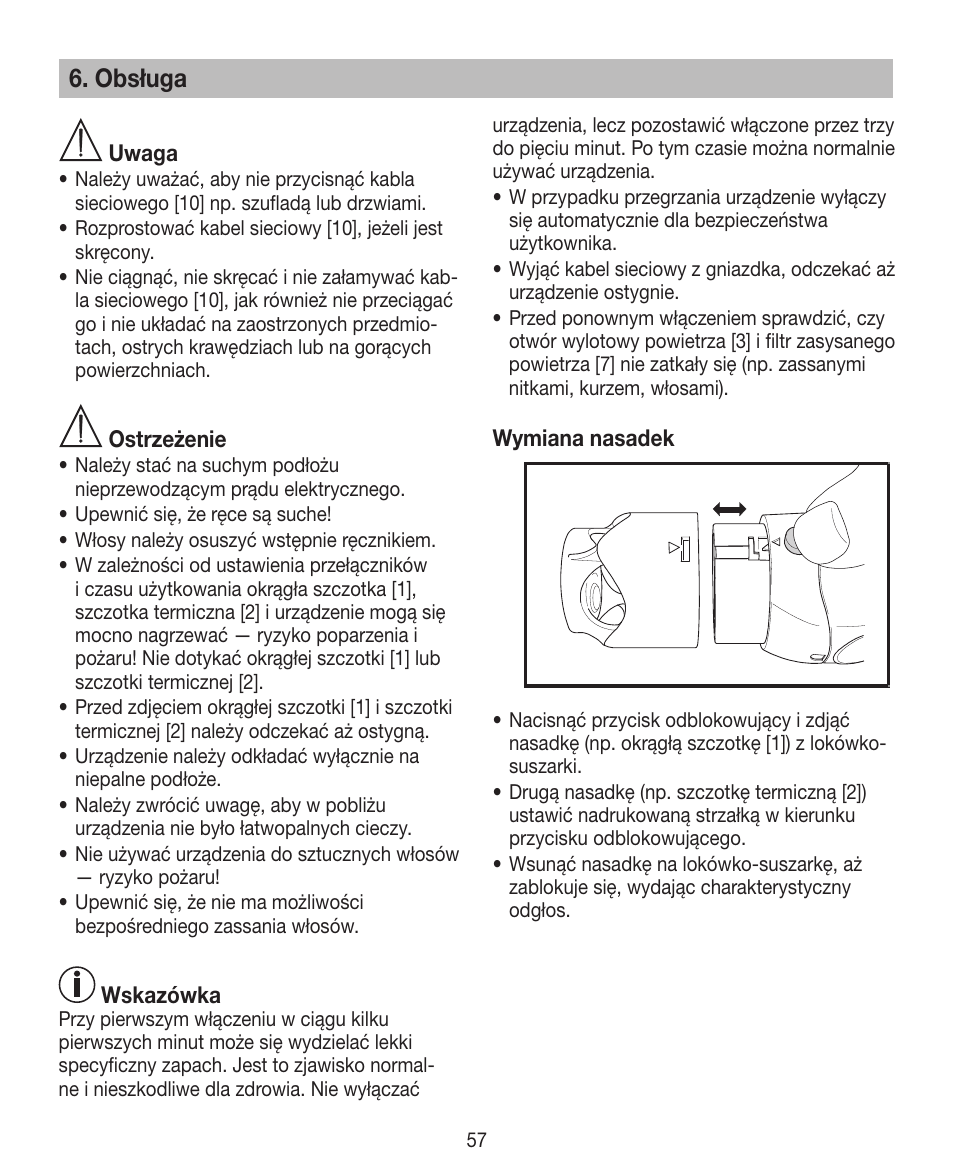 Obsługa | Beurer HTE 40 User Manual | Page 57 / 84