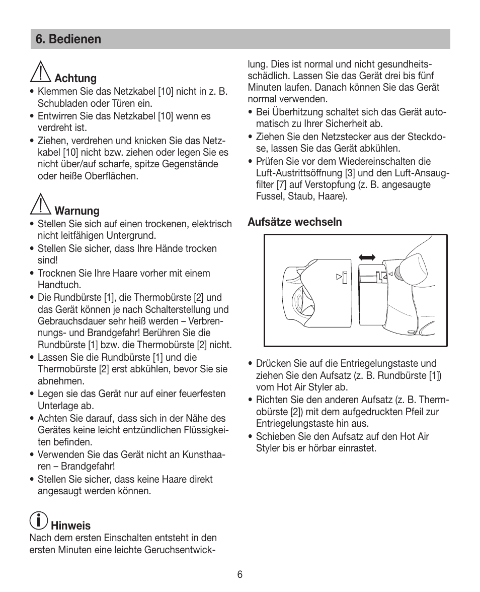 Bedienen | Beurer HTE 40 User Manual | Page 6 / 84