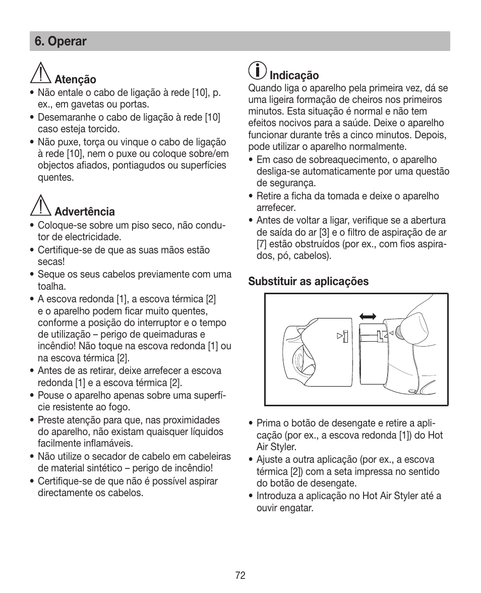 Operar | Beurer HTE 40 User Manual | Page 72 / 84