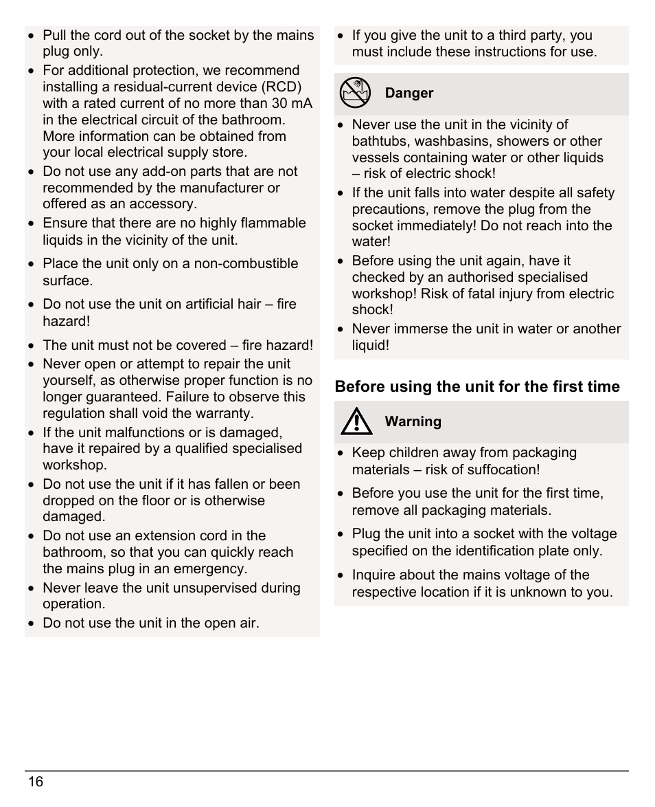 Beurer HTE 50 User Manual | Page 16 / 132