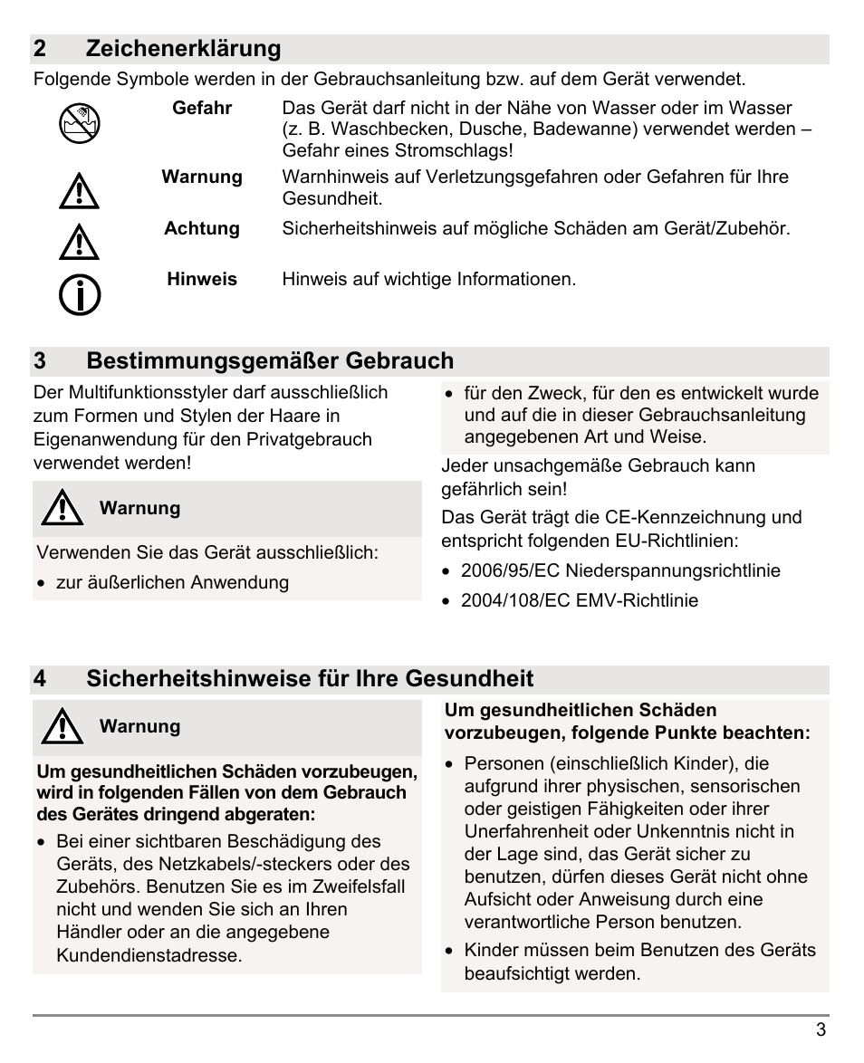 2 zeichenerklärung, 3 bestimmungsgemäßer gebrauch, 4sicherheitshinweise für ihre gesundheit | Beurer HTE 50 User Manual | Page 3 / 132