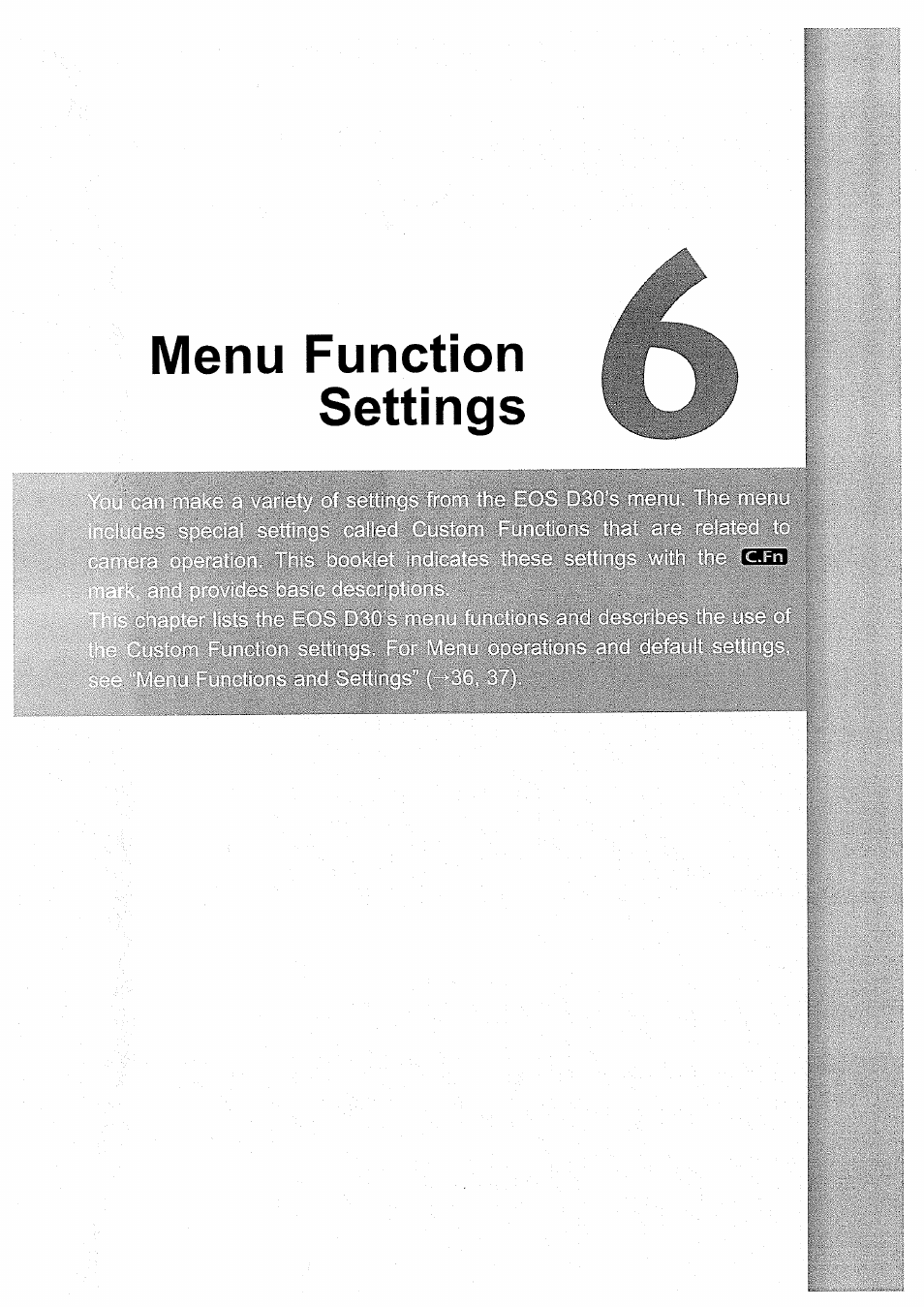 Menu function settings, Menu function settings r | Canon EOS D30 User Manual | Page 119 / 151