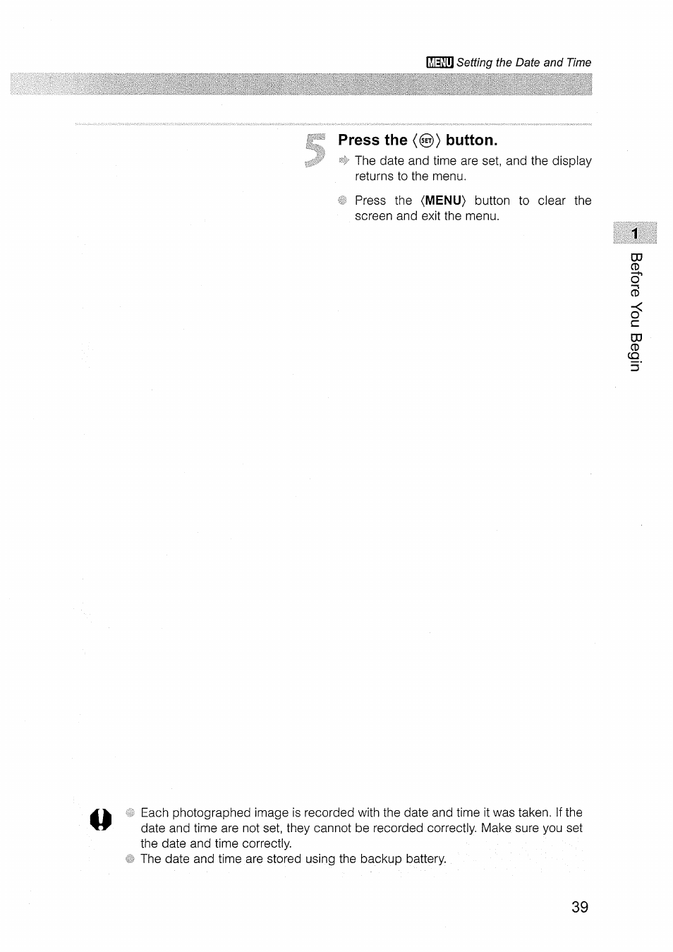 Press the (0) button, Press the, Button | Canon EOS D30 User Manual | Page 39 / 151