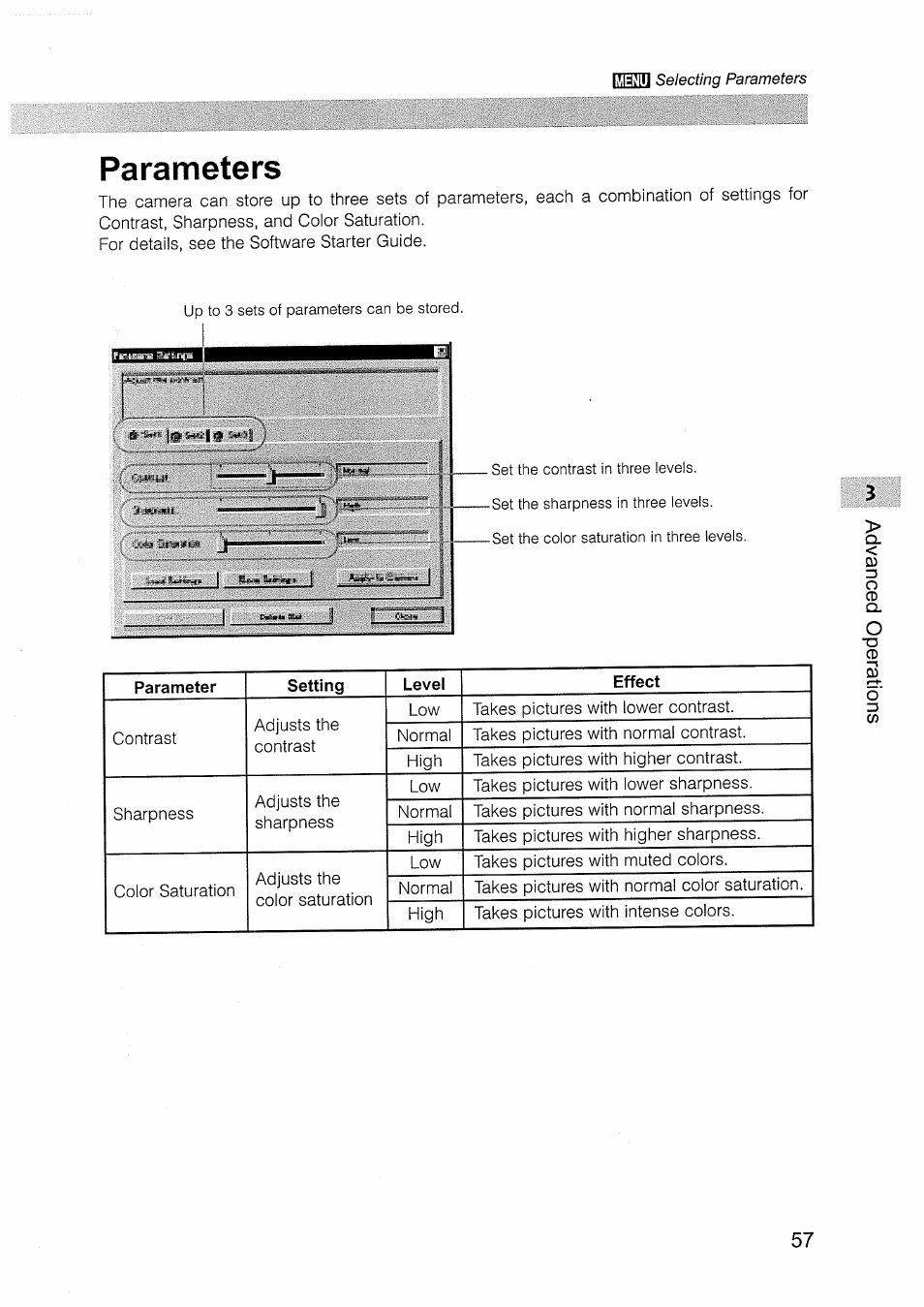 Parameters | Canon EOS D30 User Manual | Page 57 / 151