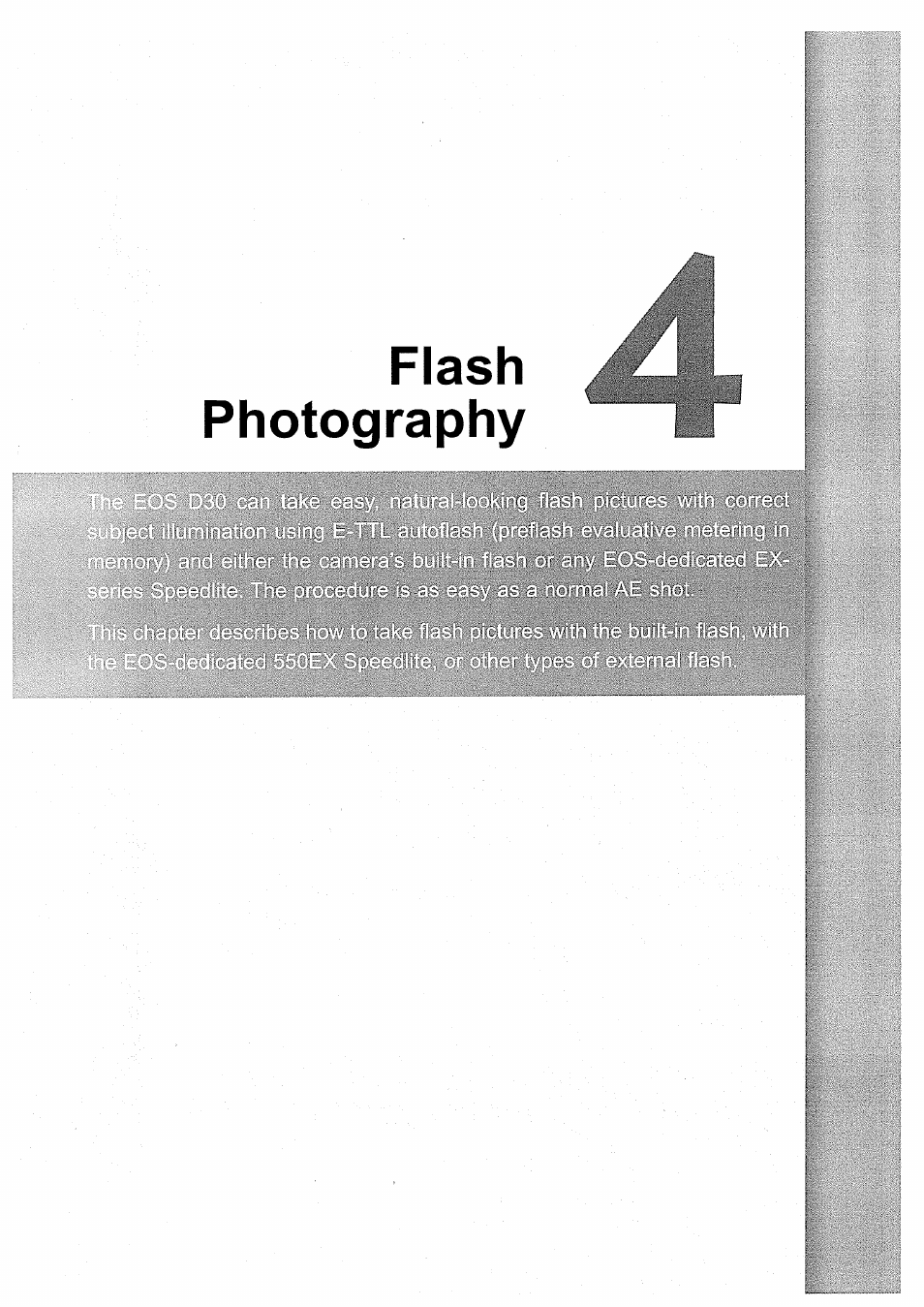 Flash, Photography, Flash photography | Canon EOS D30 User Manual | Page 89 / 151