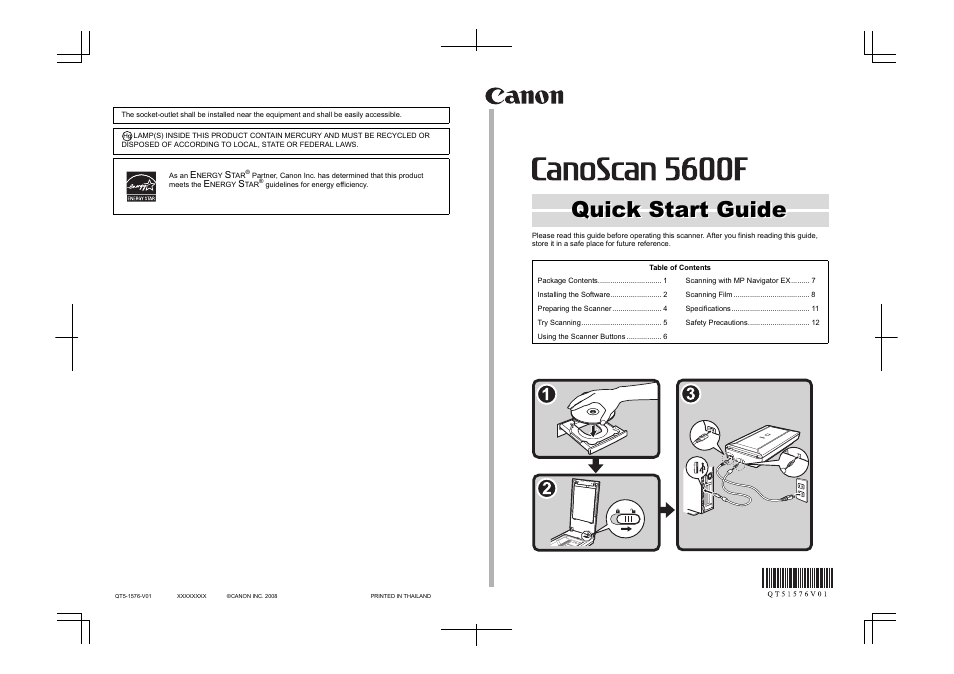 Quick start guide | Canon 5600F User Manual | Page 16 / 16