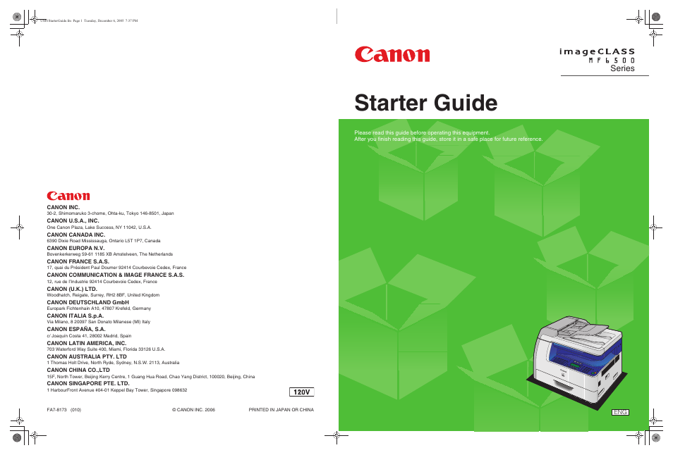 Starter guide, Series | Canon imageCLASS MF6500 Series User Manual | Page 16 / 16