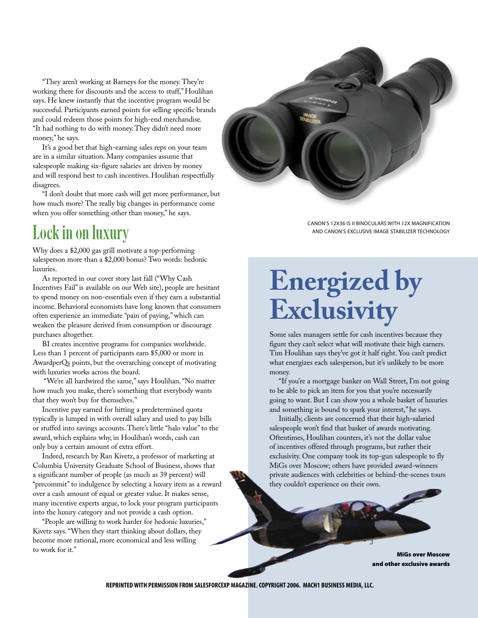 Energized by exclusivity, Lock in on luxury | Canon DC22 User Manual | Page 2 / 3