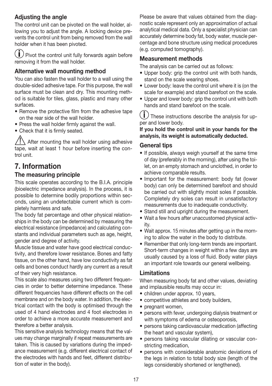 Information | Beurer BF 100 User Manual | Page 17 / 100