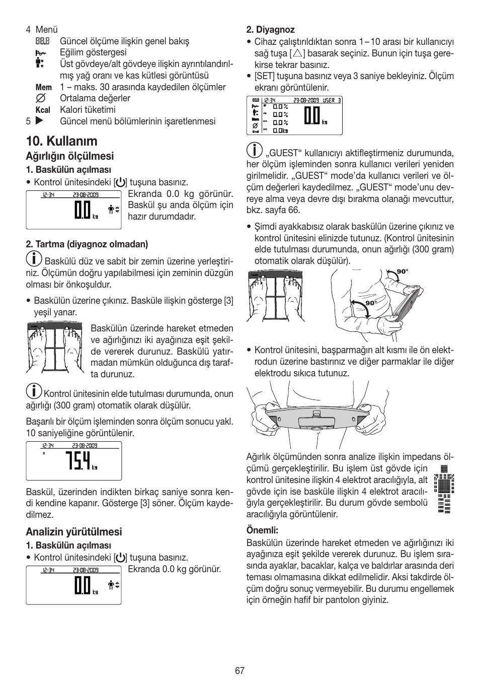 Kullanım | Beurer BF 100 User Manual | Page 67 / 100