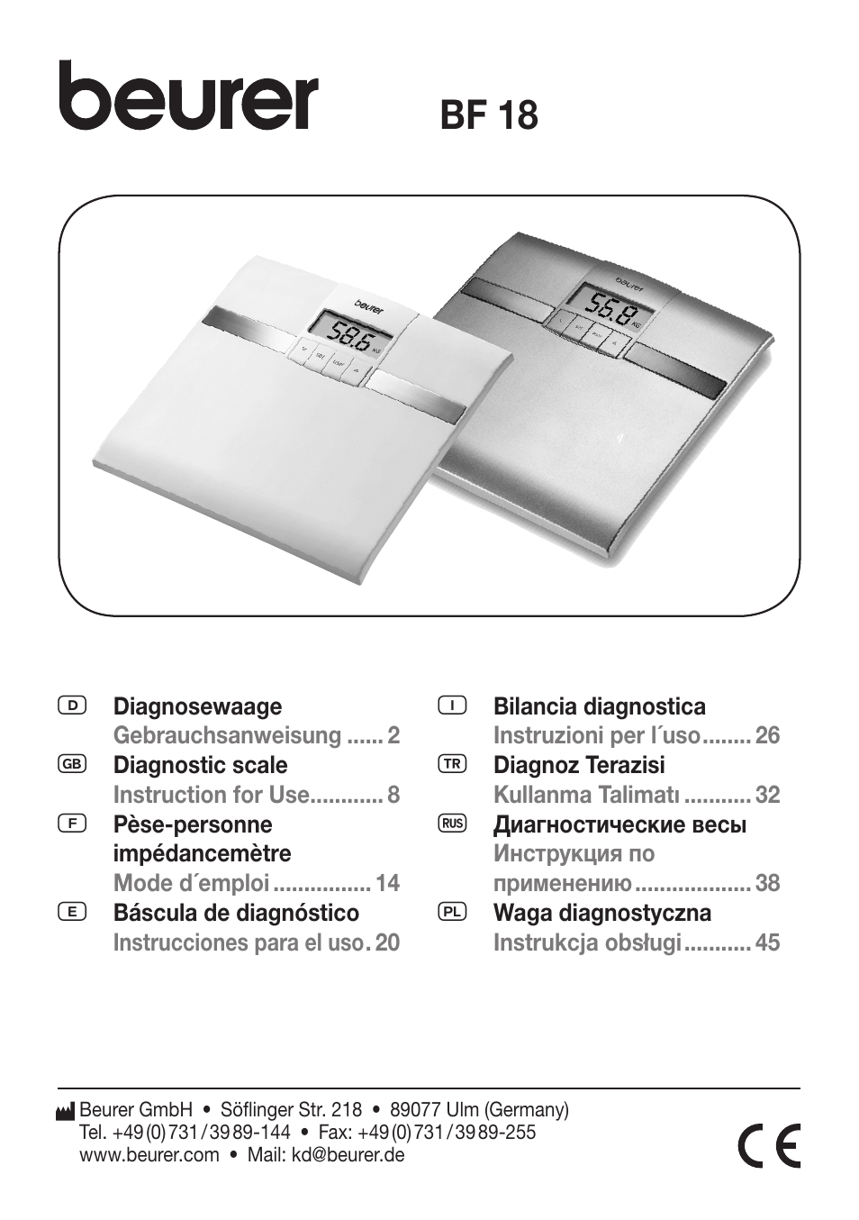 Beurer BF 18 User Manual | 52 pages