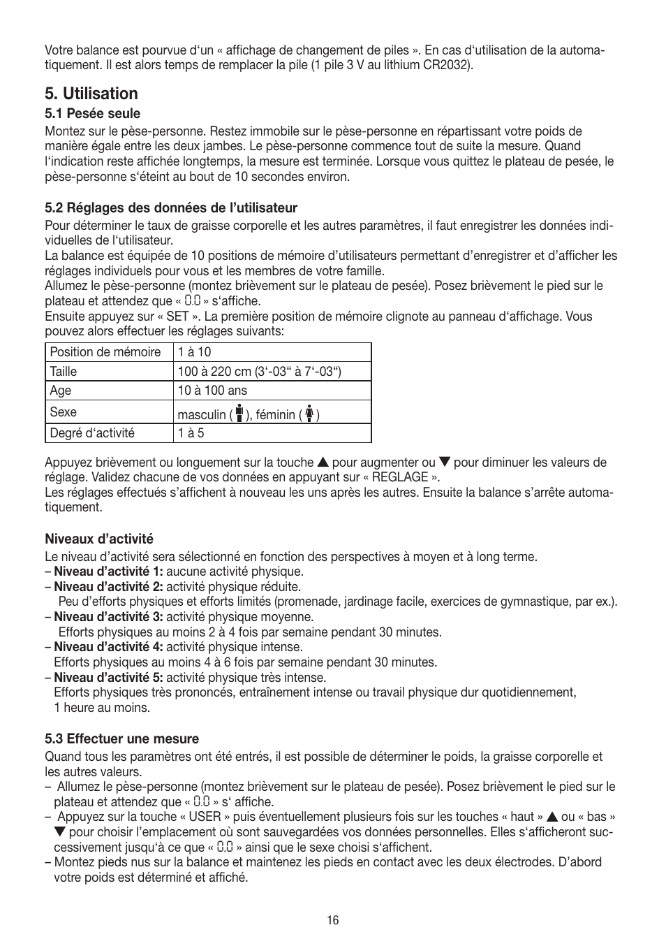 Utilisation | Beurer BF 18 User Manual | Page 16 / 52
