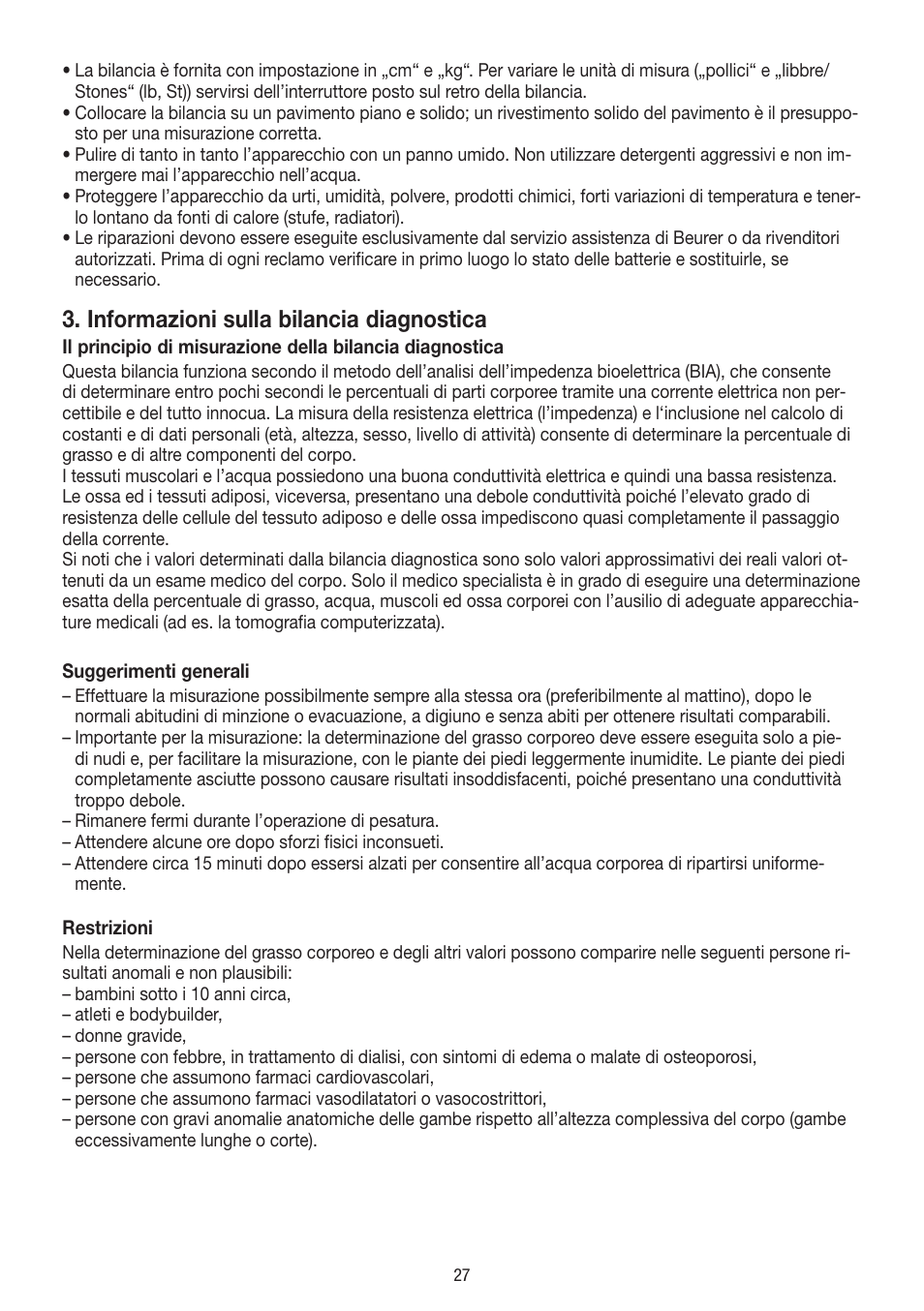 Informazioni sulla bilancia diagnostica | Beurer BF 18 User Manual | Page 27 / 52
