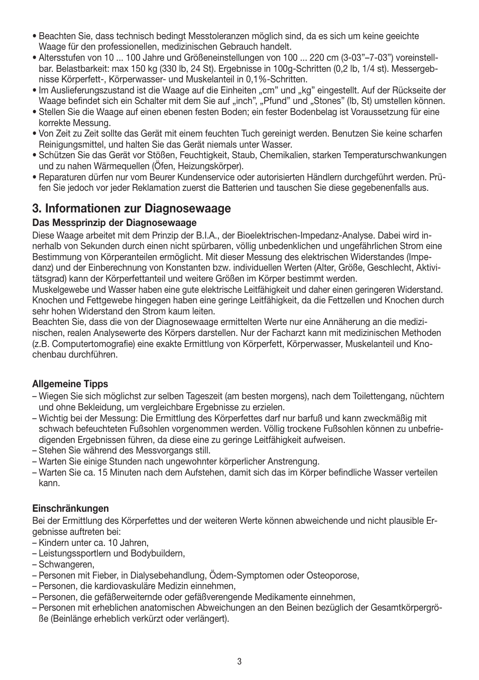 Informationen zur diagnosewaage | Beurer BF 18 User Manual | Page 3 / 52