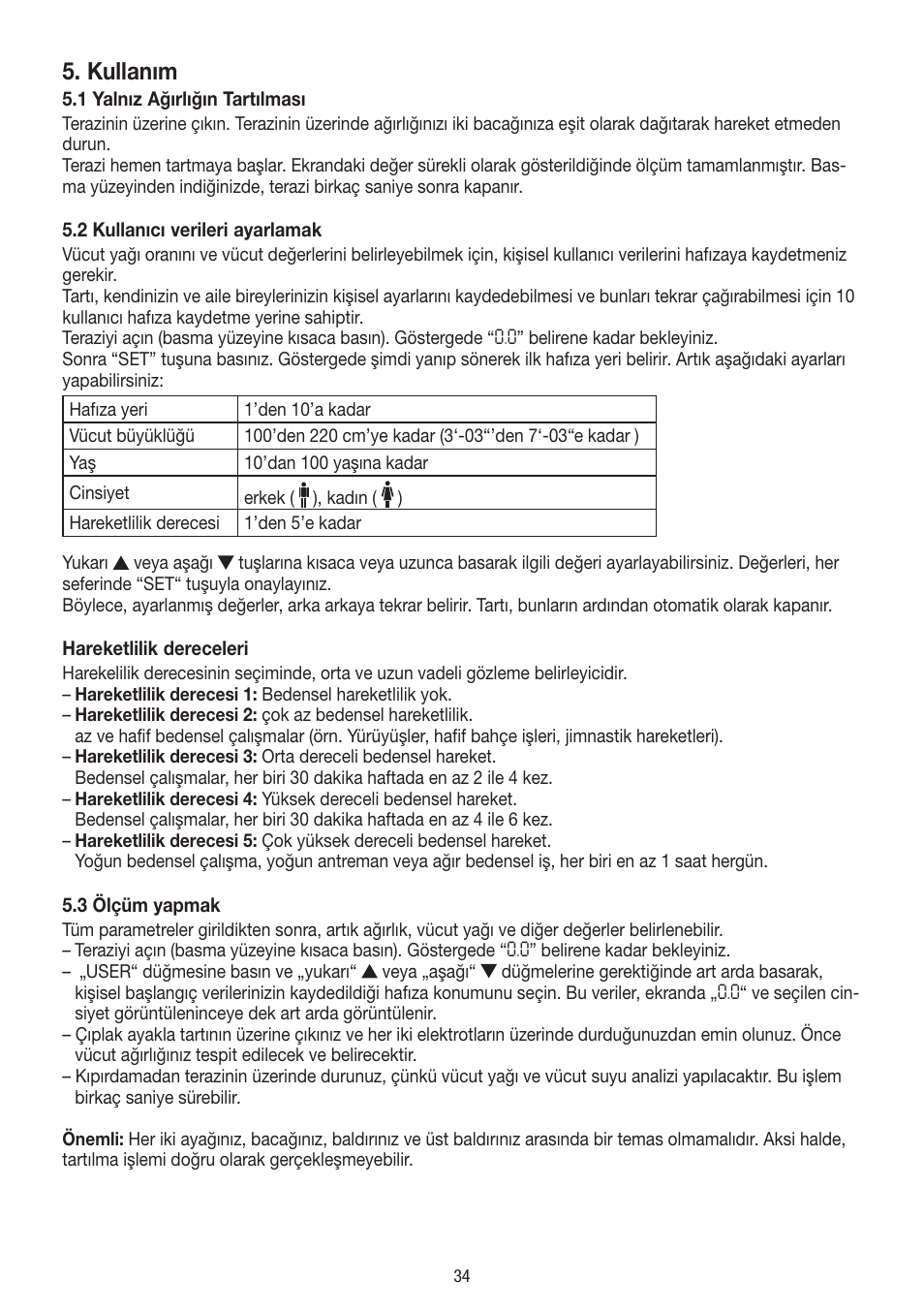 Kullanım | Beurer BF 18 User Manual | Page 34 / 52