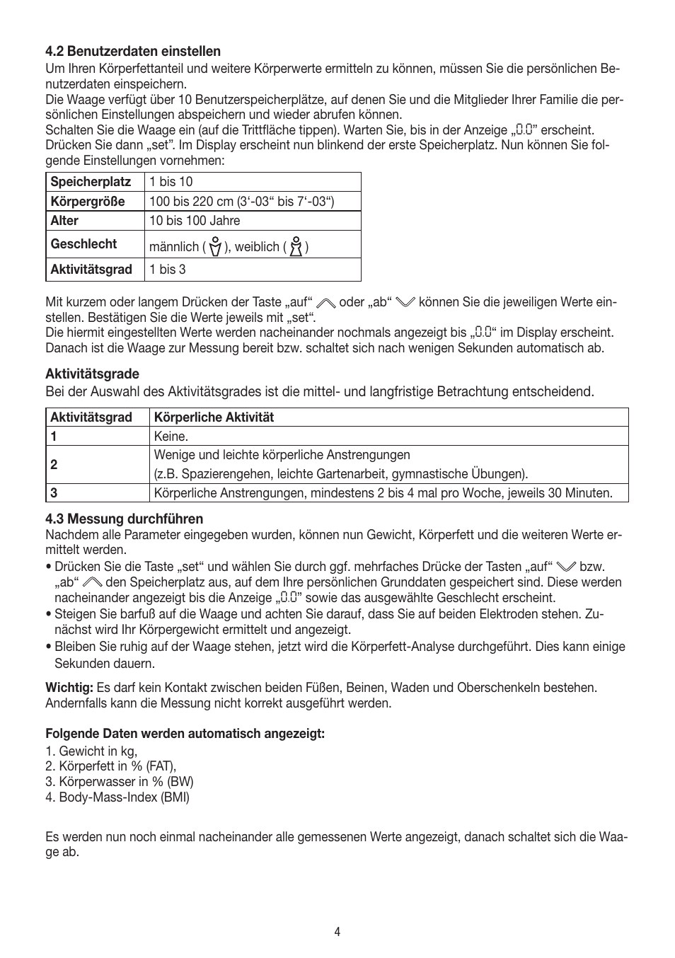 Beurer BF 300 User Manual | Page 4 / 44