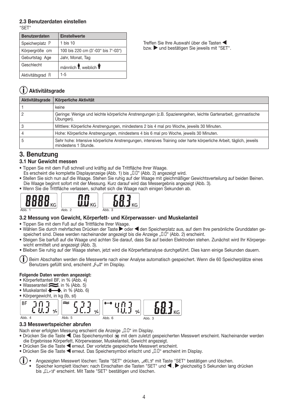 Benutzung | Beurer BF 480 User Manual | Page 4 / 32