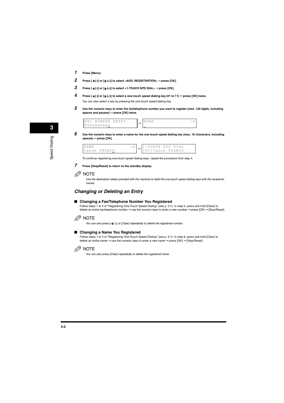 Changing or deleting an entry, Changing or deleting an entry -2 | Canon MF5770 User Manual | Page 16 / 68