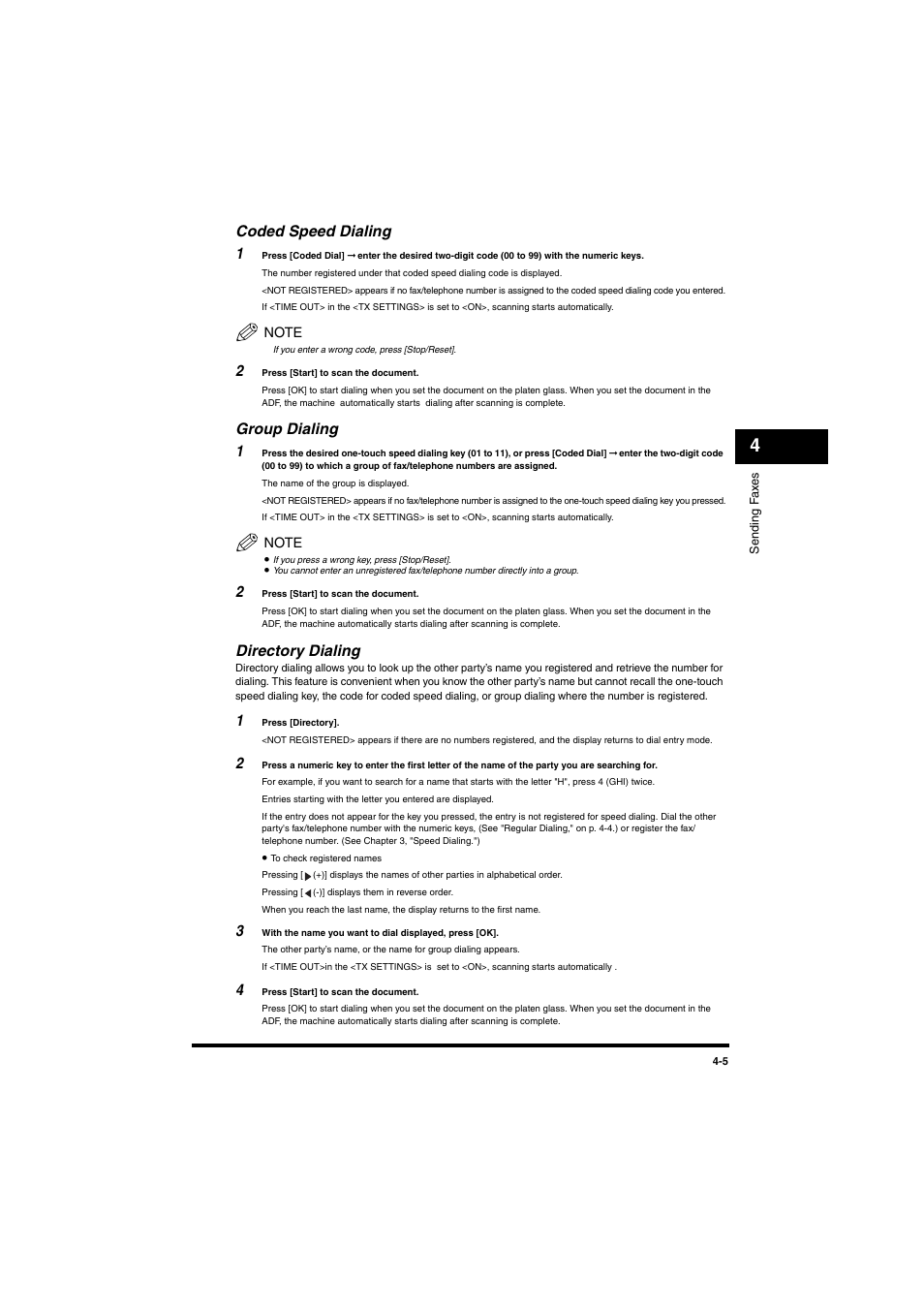 Coded speed dialing, Group dialing, Directory dialing | Group dialing," on p. 4-5), Coded speed dialing 1, Group dialing 1 | Canon MF5770 User Manual | Page 25 / 68