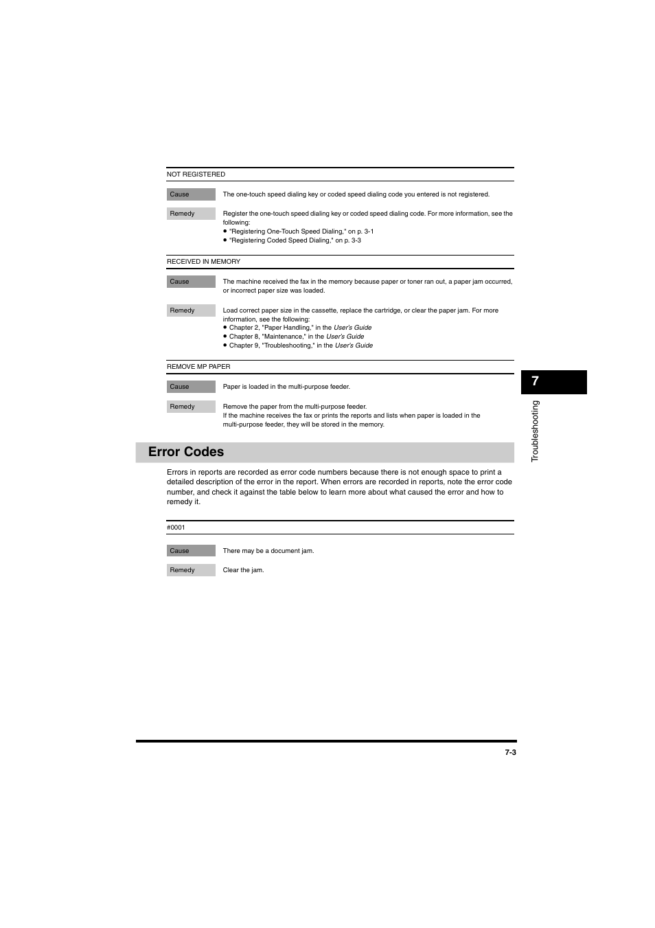 Error codes, Error codes -3 | Canon MF5770 User Manual | Page 44 / 68