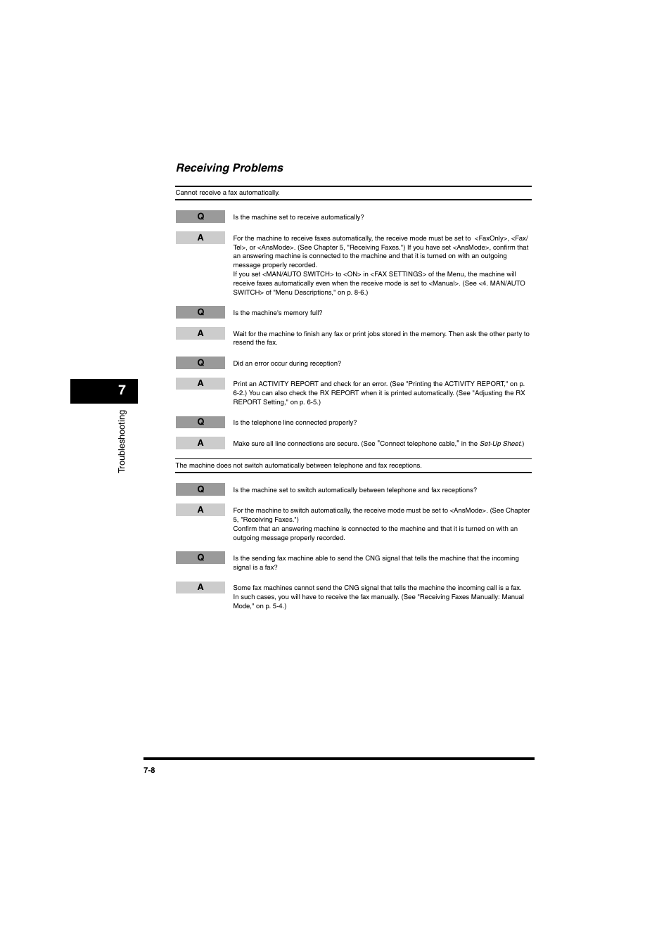 Receiving problems, Receiving problems -8 | Canon MF5770 User Manual | Page 49 / 68