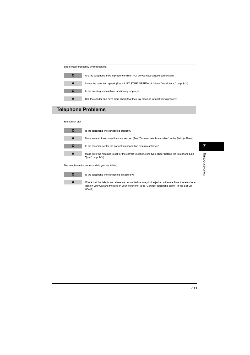 Telephone problems, Telephone problems -11 | Canon MF5770 User Manual | Page 52 / 68