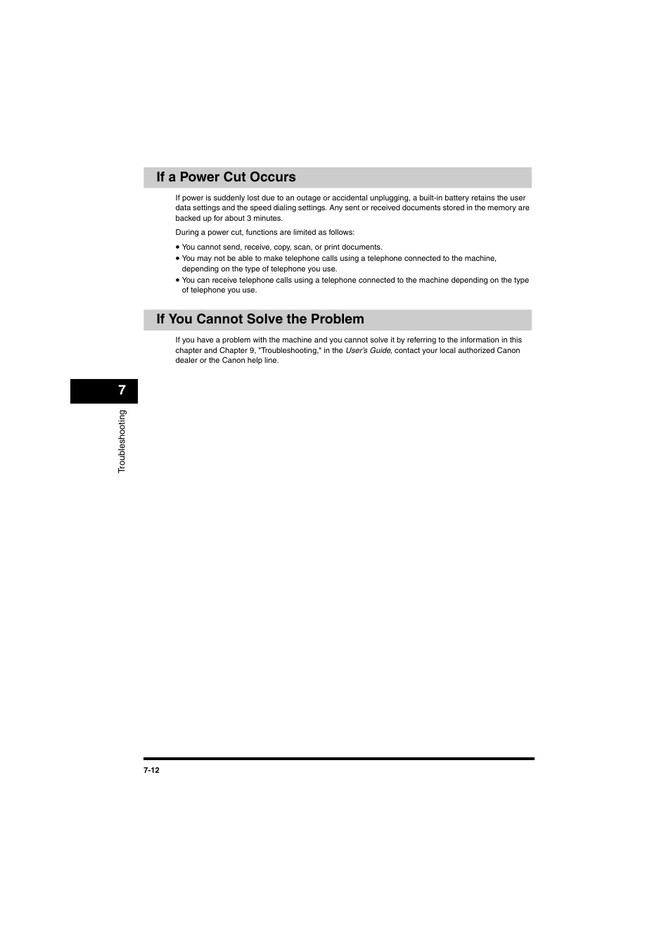 If a power cut occurs, If you cannot solve the problem, 7if a power cut occurs | Canon MF5770 User Manual | Page 53 / 68